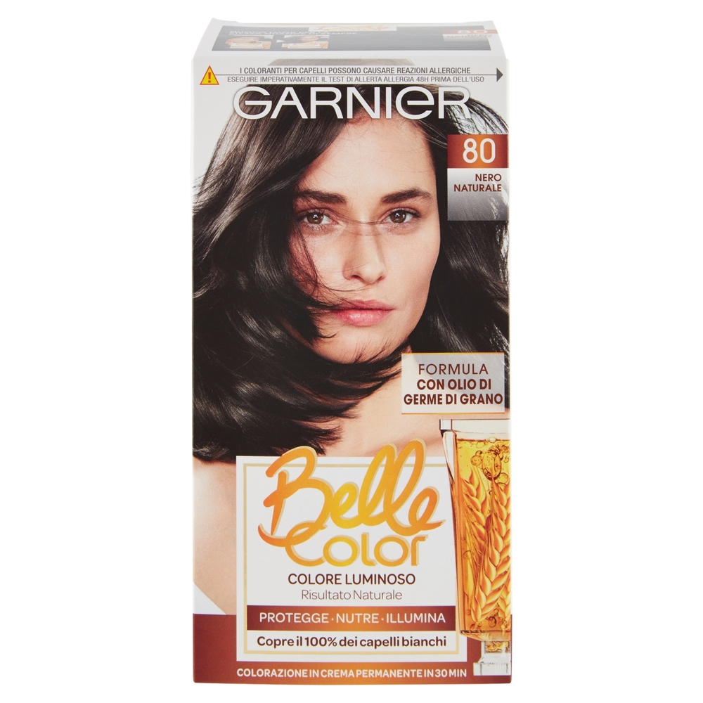 Garnier Belle Color Colore Luminoso, Tinta per Capelli Bianchi 80 Nero Naturale